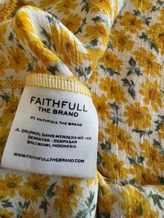 Faithfull the Brand Daphne Mini Dress Sz 8 Yellow Floral Rayon Summer Dress EUC - Picture 10 of 11